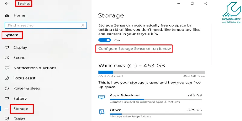خالی کردن فضای ذخیره سازی لپ تاپ با Storage Sense ویندوز